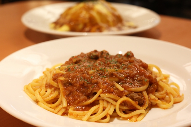 ミートソースのパスタ